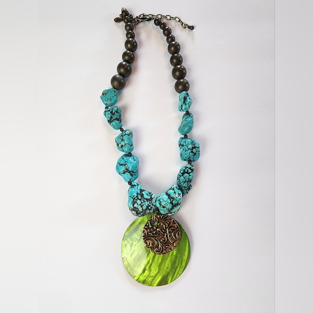 #17 Chicos Vintage Turquoise Large Pendant Necklace